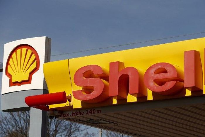 Shell's company logo is pictured at a gas station in Zurich April 8, 2015.