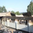 A burnt-out dormitory building at Itiero boys high school in Kenya's Kisii county, set on fire by students during a night of unrest 