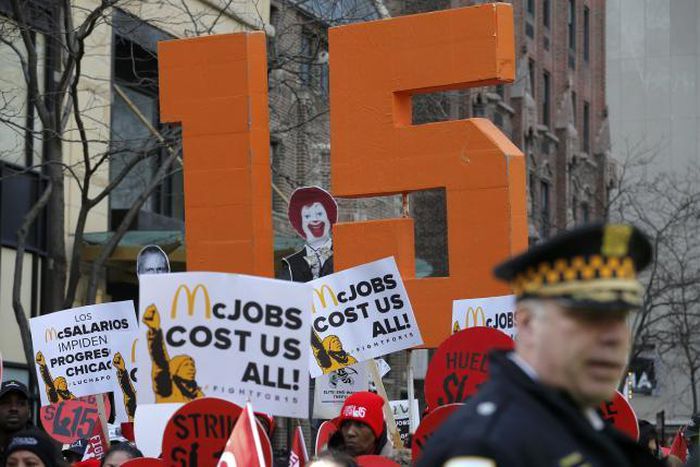 Thousands march for $15 hourly wages across United States