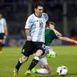 Argentina's Lionel Messi in action against Bolivia's Alejandro Bracamonte