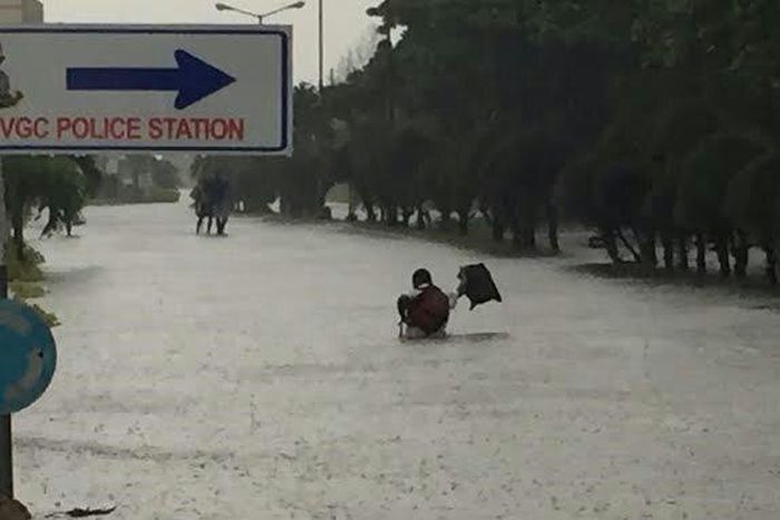 Heavy rain leaves blocked roads in Ajah