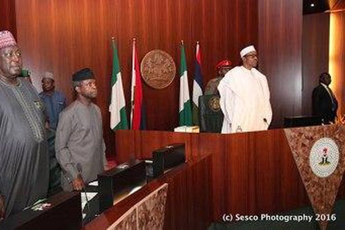 President Muhammadu Buhari presides over FEC meeting on April 20, 2016