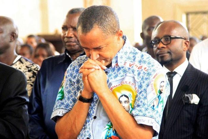 Moise Katumbi, the multi-millionaire former governor and prominent opposition leader, attends a funeral mass in honor of legendary Congolese singer Papa Wemba in Lubumbashi, the capital of Katanga province of the Democratic Republic of Congo, May 4, 20...