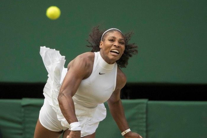 Jul 5, 2016; London, United Kingdom; Serena Williams (USA) in action during her match against Anastasia Pavlyuchenkova (RUS) on day nine of the 2016 The Championships Wimbledon.