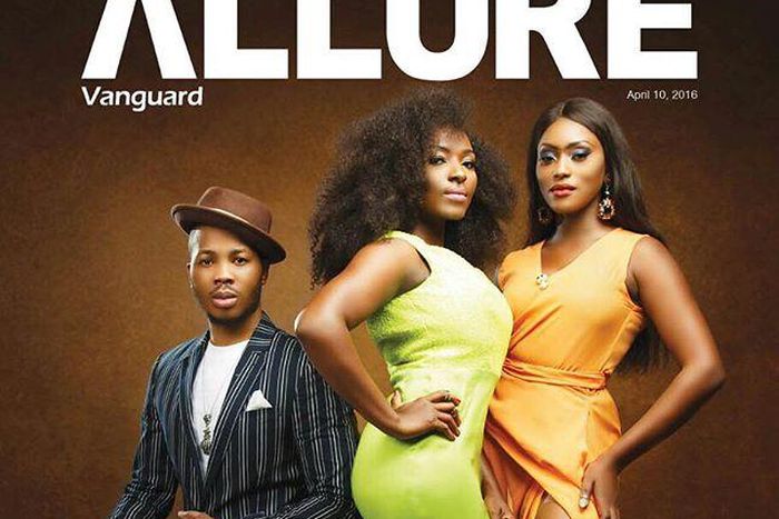 Morris K. Sesay, Meg Otanwa and Linda Osifo on the cover of Vanguard Allure magazine