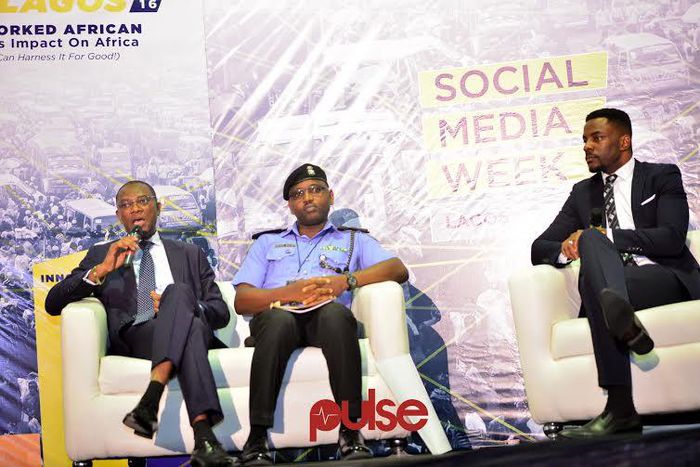 Mr. Joe Abah of the BPR, Mr. Ayobami Shogunle of the police CRu Unit, and Ebuka Obi-Uchendu at Social Media Week Lagos 2016