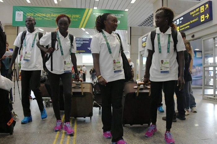 South Sudanese refugees living in Kenya arrive at the International Airport Antonio Carlos Jobim airport in Rio de Janeiro, Brazil on July 29, 2016