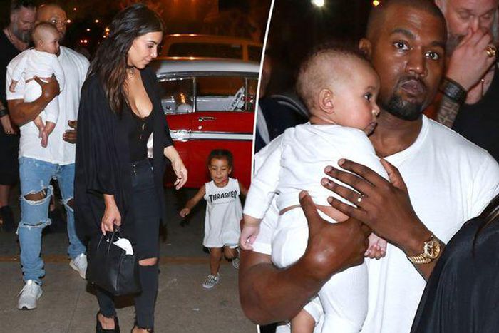 Kim Kardashian and Kanye West with their kids