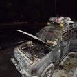 The burnt car