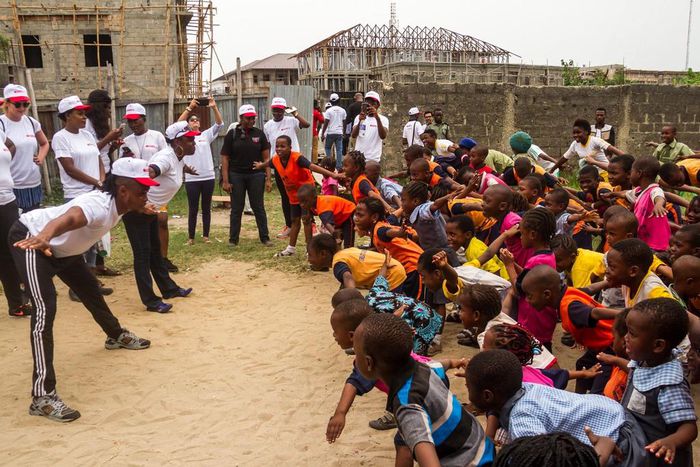 SPAR volunteer fitness instructor takes learners on a brief training session