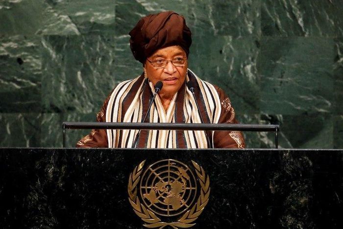 President of Liberia Ellen Johnson-Sirleaf addresses attendees during a plenary meeting of the United Nations Sustainable Development Summit at the United Nations Headquarters in Manhattan, New York September 25, 2015. REUTERS/Andrew Kelly