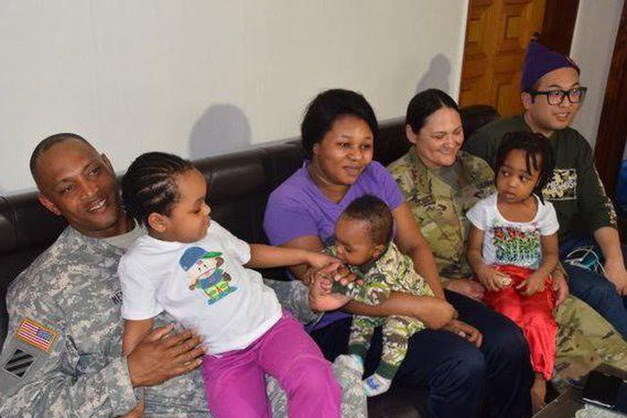 Mrs Precious Enyioko with 1st Sgt. Melanie Scott and Master Sgt. Michael Henry
