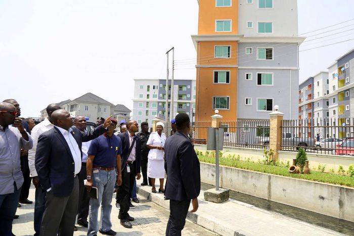 Governor Ambode inspecting the site of the collapsed building