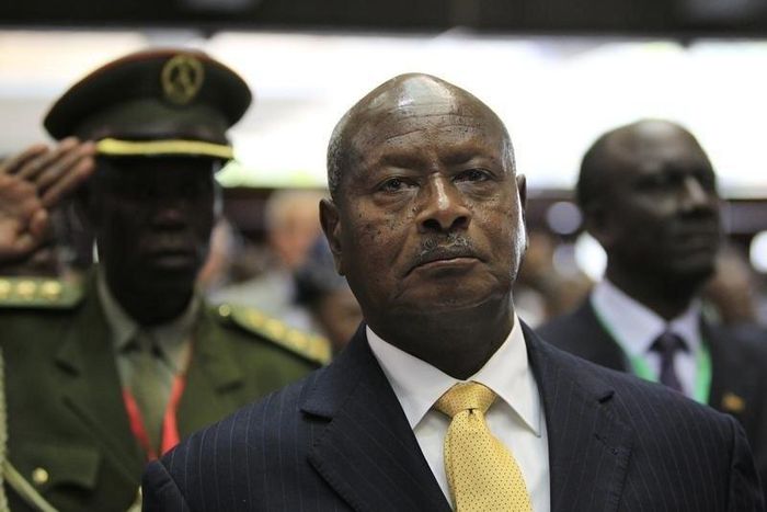 Uganda's President Yoweri Museveni arrives to attend the Africa Union Peace and Security Council Summit on Terrorism at the Kenyatta International Convention Centre in Nairobi, September 2, 2014.      REUTERS/Noor Khamis