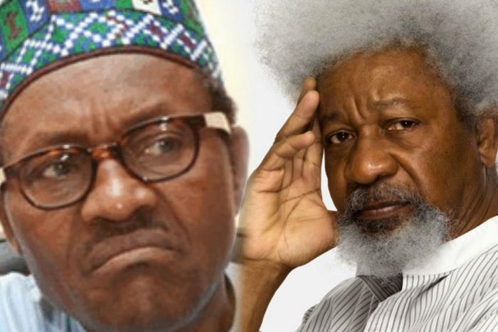 President Muhammadu Buhari pictured with Nobel Laureate, Wole Soyinka