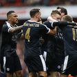 Jamie Vardy celebrates with team mates after scoring the first goal for Leicester Reuters / Darren Staples Livepic