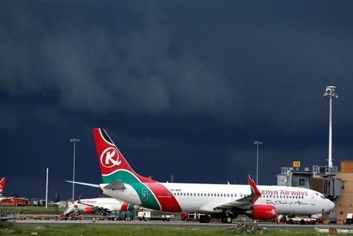 Kenya Airways planes are seen parked at the Jomo Kenyatta International airport in Kenya's capital Nairobi, April 28, 2016.