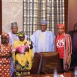 President Muhammadu Buhari meets rescued Chibok girl, Amina Ali Nkeki and her baby, Safiya at the Presidential Villa on Thursday, May 19, 2016.