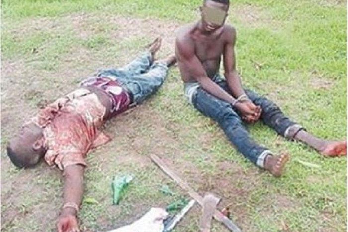 The bullet ridden bodies of the suspects