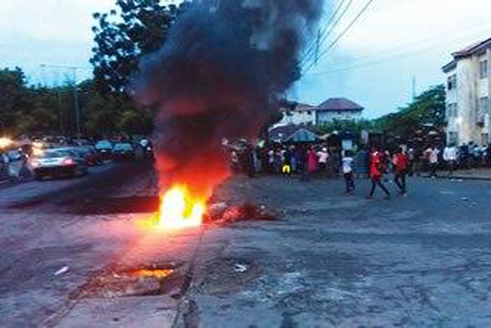 Fire made the protesters.