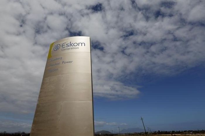 The logo of state power utility Eskom is seen outside Cape Town's Koeberg nuclear power plant in this picture taken March 20, 2016.