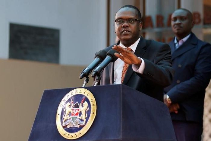 Kenya's Sports Minister Hassan Wario addresses a news conference on the World Anti-Doping Agency (WADA) recommendations that judged Kenya as non-compliant with the WADA code, in the capital Nairobi, May 13, 2016.