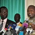 South Sudanese rebel leader Riek Machar addresses a news conference upon arriving at the Juba International Airport, South Sudan, April 26, 2016.