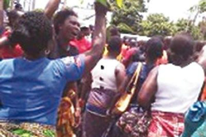 The protesters were mainly made up of women.