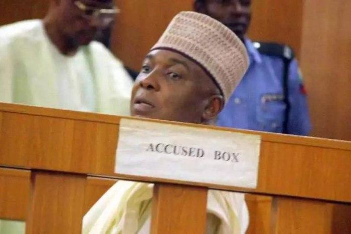 Senate President Bukola Saraki during his trial at the Conduct of Conduct Tribunal.