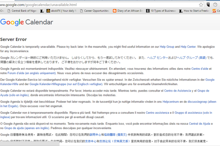 Error Message on Google Calendar for Desktop