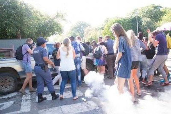 South Africa police fire rubber bullets to disperse protesters at Rhodes University