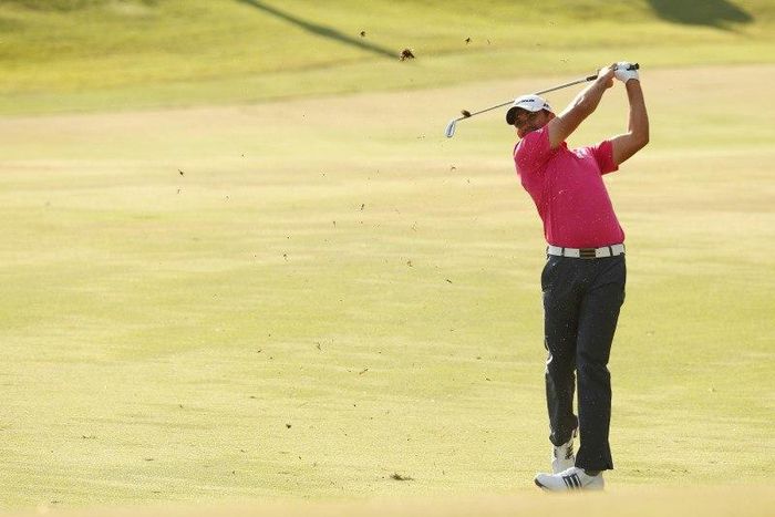 Jason Day hits from the 16th fairway during the final round of the 2016 Players Championship golf tournament at TPC Sawgrass - Stadium Course.