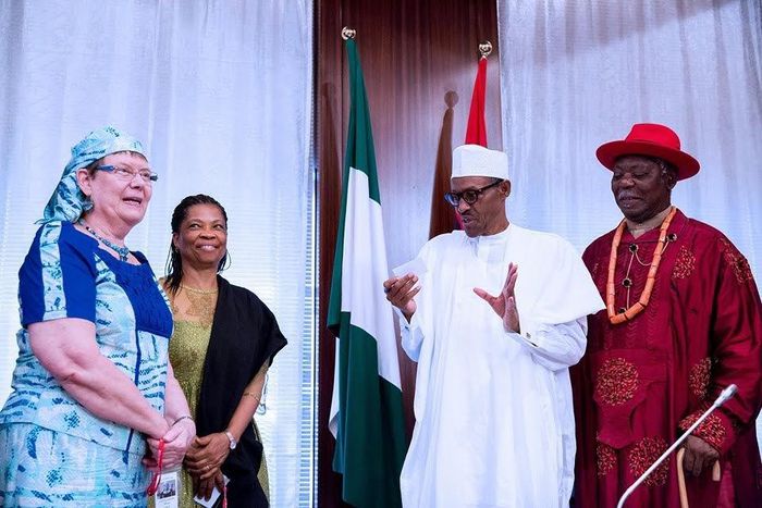 President Muhammadu Buhari and the Niger Delta delegation after a meeting on Thursday, June 30, 2016.