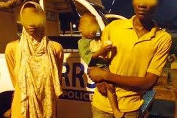 The lady with her husband and child