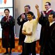 Elections officials declare Philippine boxing star Manny Pacquiao (centre L) as a senator, in Manila, Philippines May 19, 2016.