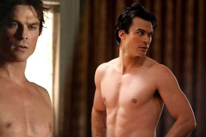 Damon Salvatore nude in "Vampire Diaries"