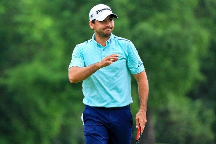 May 1, 2016; Avondale, LA, USA; Jason Day reacts after sinking a putt on the eighth hole during the continuation following a weather delay of the third round of the 2016 Zurich Classic of New Orleans at TPC Louisiana.