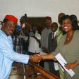 Anambra State governor WIllie Obiano with Prof. Kate Azuka Omenugha