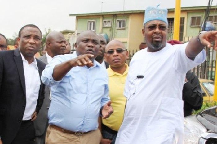 Gov. Akinwunmi Ambode inspecting some projects alongside Folarin Folorunsho Coker