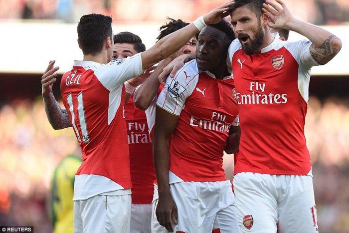 Mesut Ozil, Danny Welbeck and Olivier Giourd