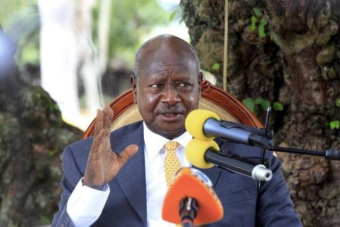 Uganda incumbent and President elect Yoweri Museveni addresses the nation at his country home in Rwakitura, Kirihura district in western Uganda, February 21, 2016. Museveni, one of Africa's longest serving leaders and a U.S. ally, was declared winner o...