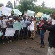 Students of the Tai Solarin College of Education during their protest.