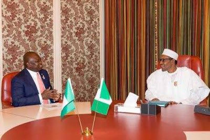 Governor Akinwunmi Ambode meets President Muhammadu Buhari on Friday, April 29, 2016, at the Presidential Villa, Abuja.