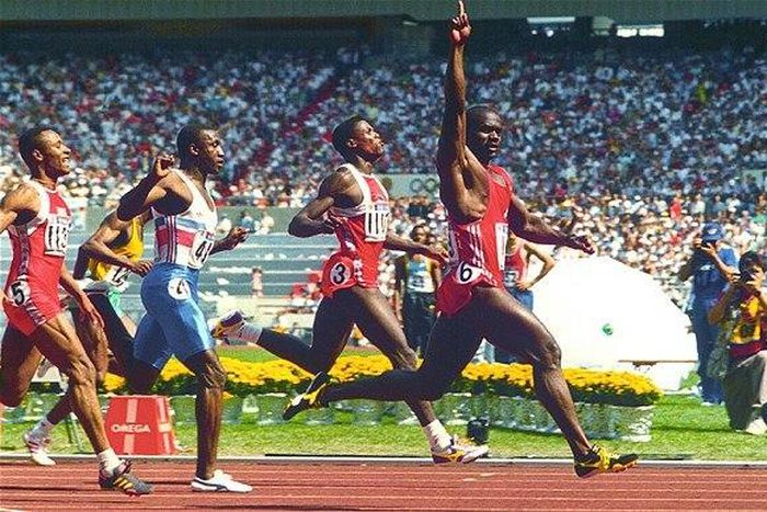 Ben Johnson winning the 100m at the Seoul Olympics