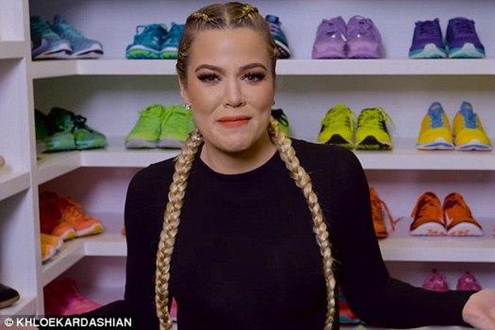 Khloe Kardashian in her fitness closet