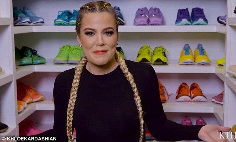 Khloe Kardashian in her fitness closet