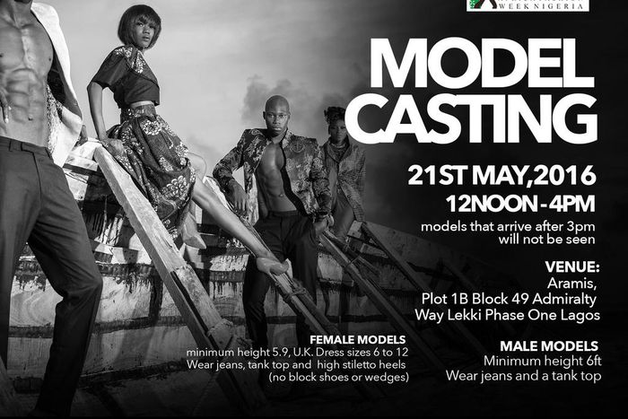 Africa Fashion Week Nigeria 2016 calls for model casting for this year's edition.