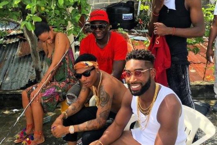 Wizkid and Tinie Tempah on set