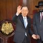 United Nations Secretary-General Ban Ki-moon waves next to South Sudan's President Salva Kiir in the capital Juba February 25, 2016. REUTERS/Jok Solomon