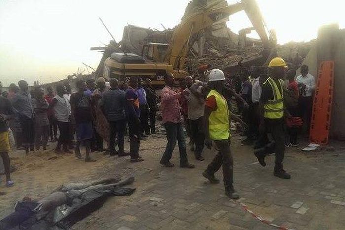 Rescue operation at the collapsed building in Lekki